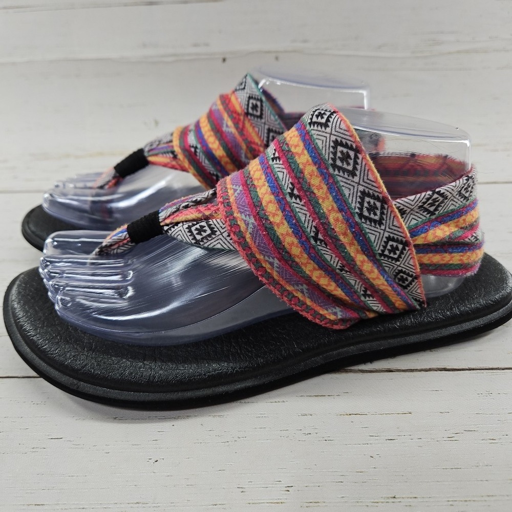 Sanuk Yoga Sling 2 Womens 9 Thong Sandals Flats Aztec Boho Multicolor SWS10535